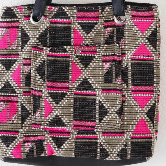 Pink & Green Boho Geometric Corduroy Tote Bag- Pre-owned - Picture 4 of 15